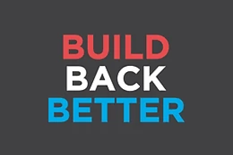 红白蓝三色的“BUILD BACK BETTER”字样(来源:shutterstock)
